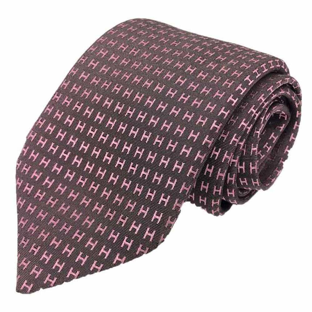 Hermes HERMES tie, H pattern, FACONNEE BICOLORE, purple x pink, silk, men's.